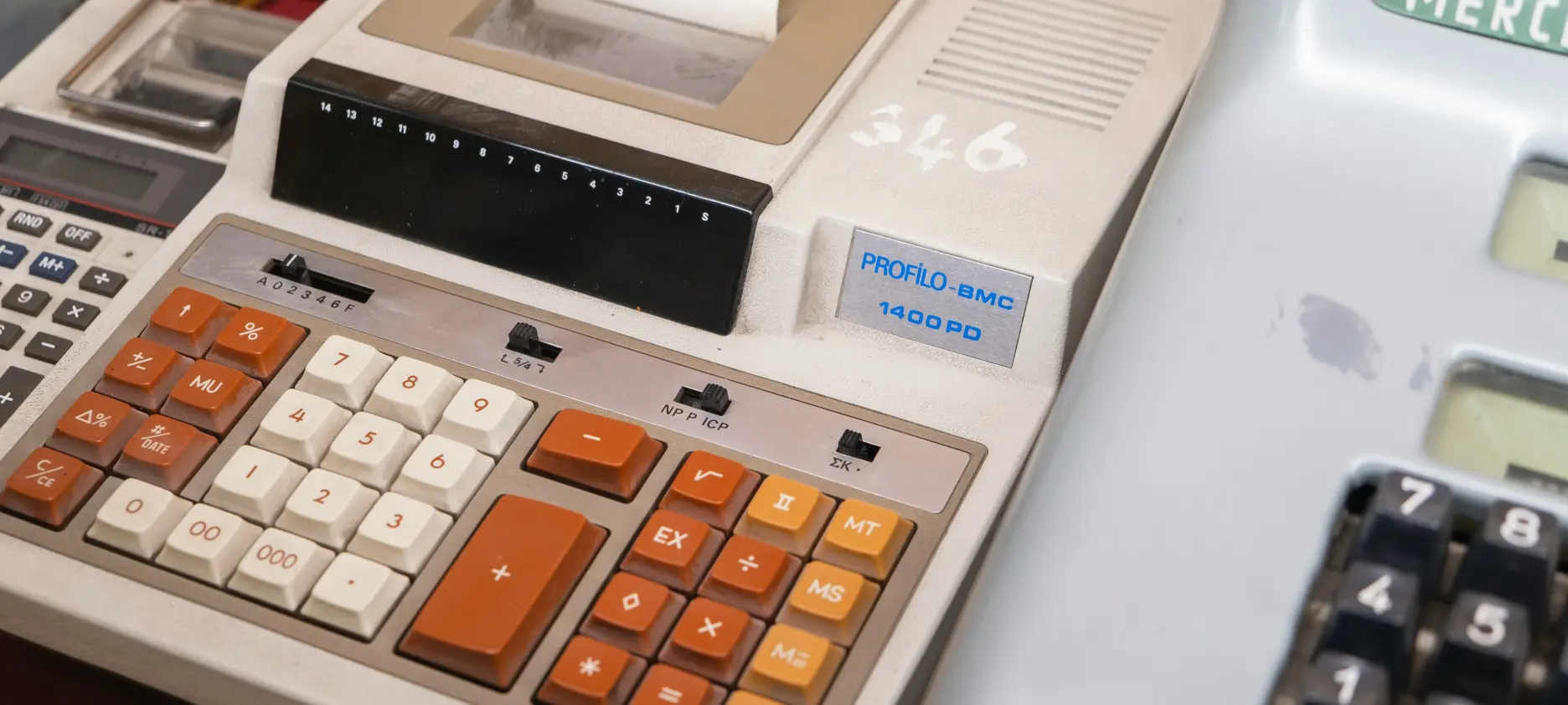 A close up of a calculator